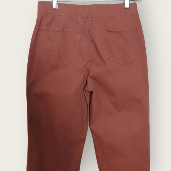 LOGO by Lori Goldstein Burnt Orange Twill Knit Stretch Pull On Crop Pant Size 4 - Picture 5 of 9